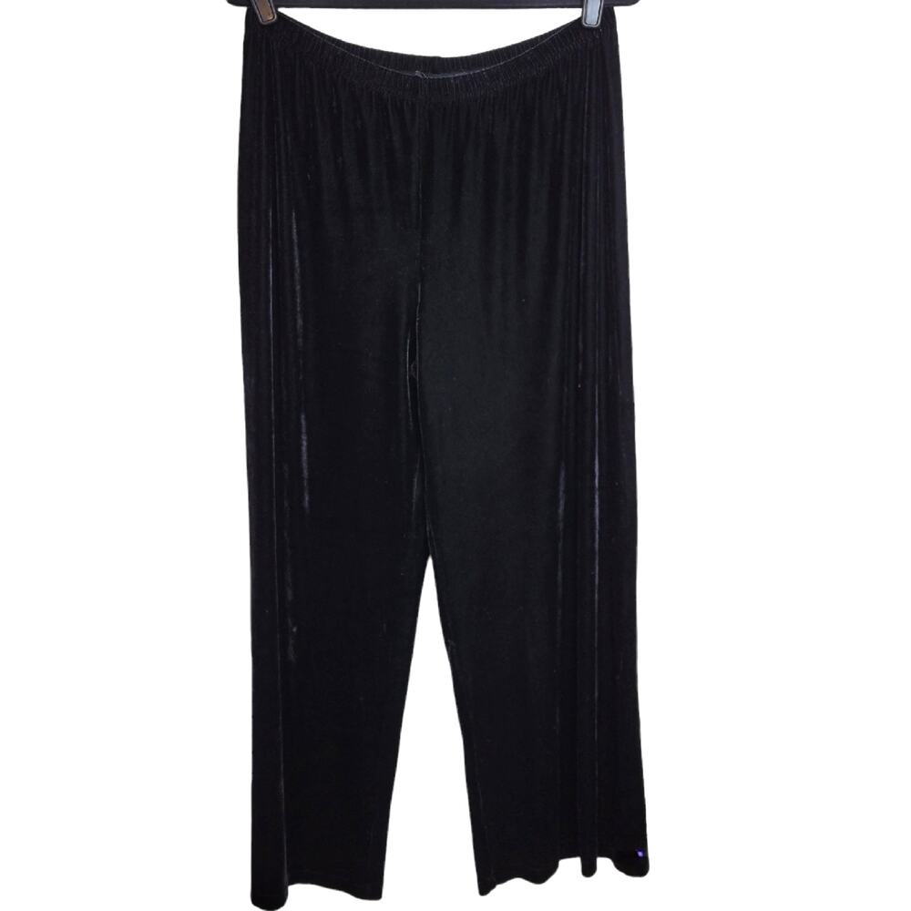 Zac & Rachel Velvet Pants Women's L Black Pull On Minimalist Festive Cocktails